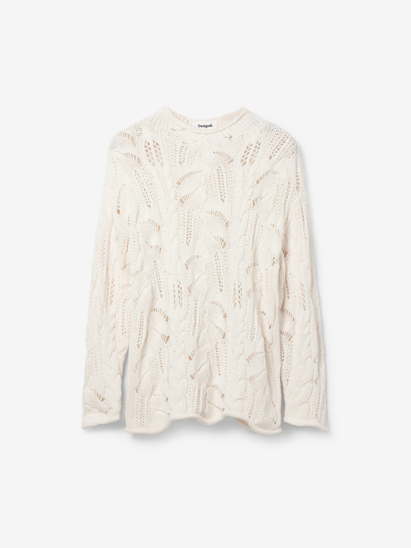 Desigual Desigual Milano kremasta ženska jopica iz volnene mešanice