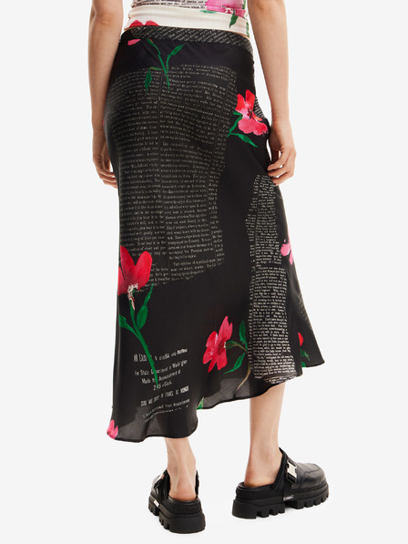 Desigual Črno satenasto maksi krilo Desigual Siracusa