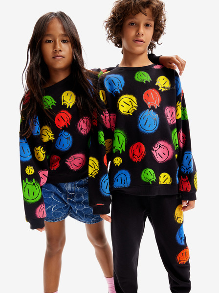 Desigual Črna Desigual Smile Colours Otroška majica z vzorcem