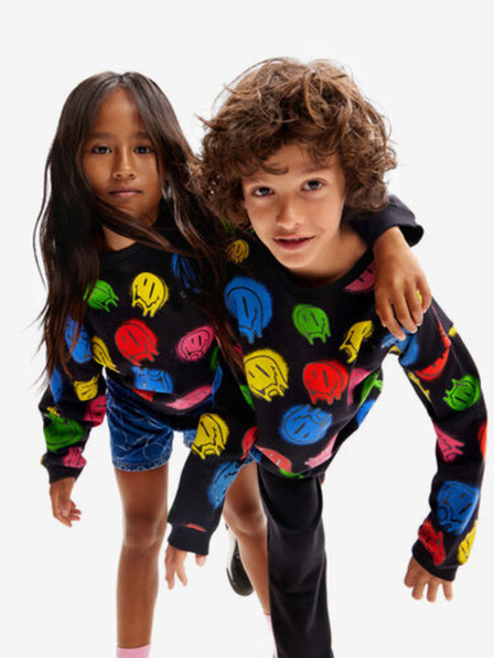 Desigual Črna Desigual Smile Colours Otroška majica z vzorcem