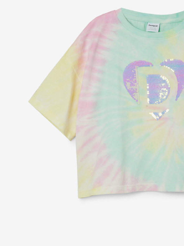 Desigual Desigual Daira rumena in zelena dekliška majica z batiko Desigual