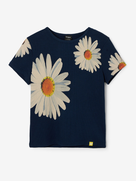 Desigual Desigual Danerys temno modra dekliška majica s cvetlicami
