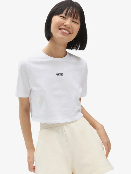 Vans Bela ženska majica s krojenim vzorcem VANS Flying V Crop Crew