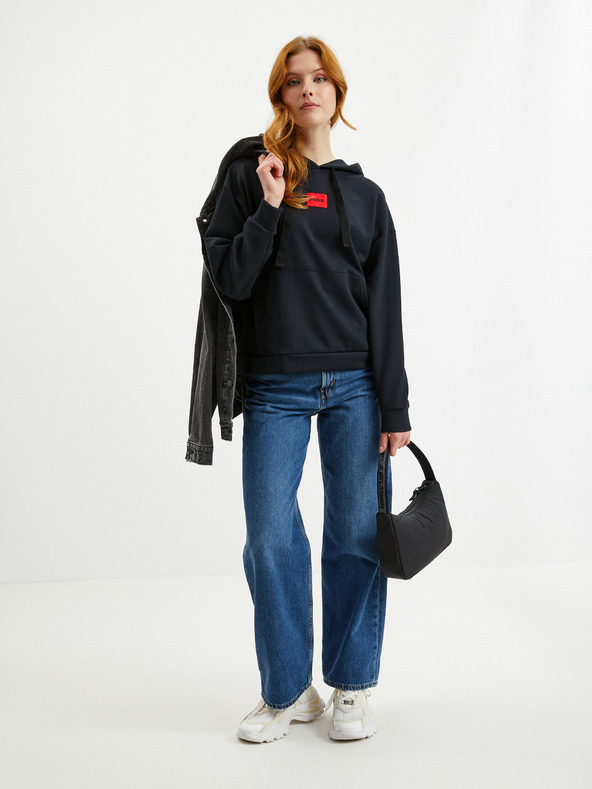 HUGO HUGO črna ženska jopa s kapuco