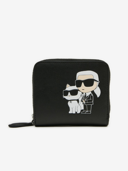 Karl Lagerfeld Črna ženska usnjena denarnica KARL LAGERFELD Ikonik