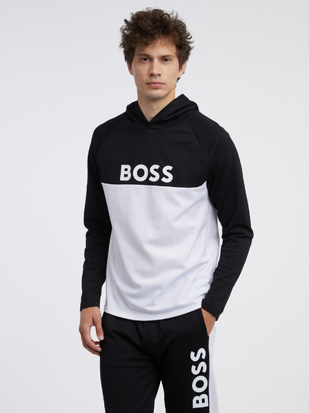 BOSS Bela in črna moška majica s kapuco Hugo Boss