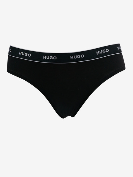 HUGO Komplet treh ženskih črno-belih spodnjih hlačk HUGO