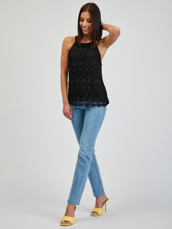 Orsay Črna ženska čipkasta majica brez rokavov ORSAY