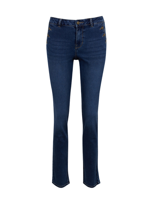 Orsay Temno modre ženske straight fit kavbojke ORSAY