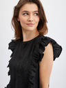 Orsay Črna ženska majica z volančkom ORSAY