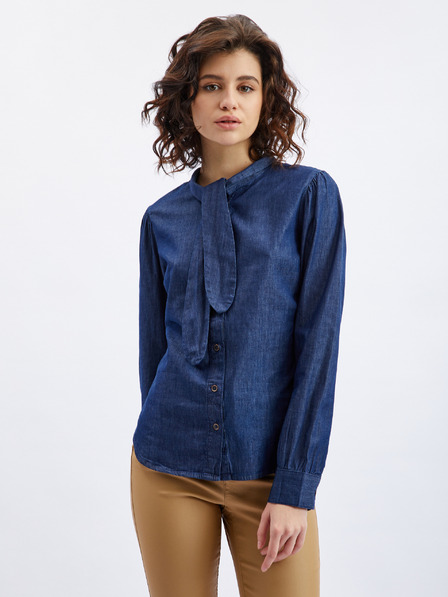 Orsay Temno modra ženska denim srajca z okrasnim detajlom ORSAY