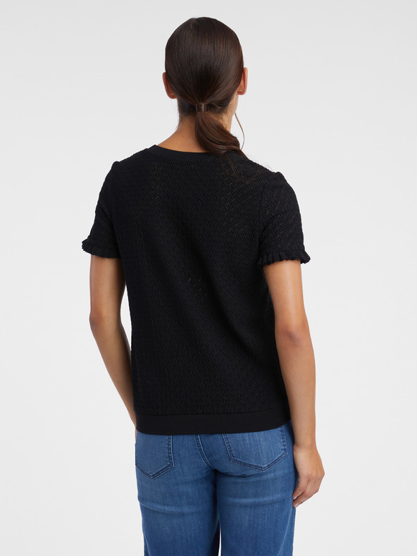 Orsay Črna ženska vzorčasta pletena majica ORSAY