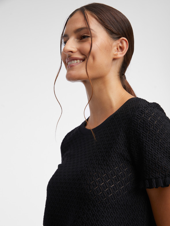 Orsay Črna ženska vzorčasta pletena majica ORSAY