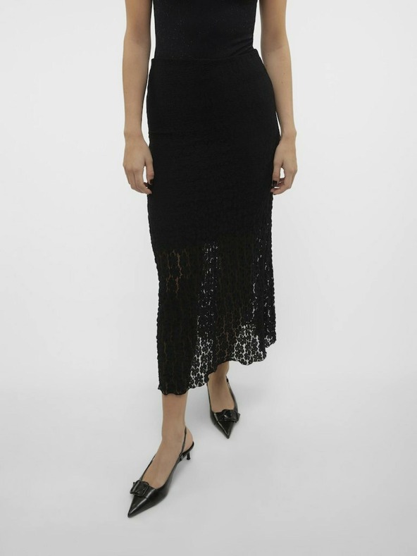 AWARE by VERO MODA Črno žensko čipkasto maksi krilo AWARE by VERO MODA Vania