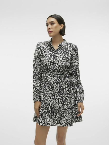 Vero Moda Bela in črna ženska vzorčasta srajčna obleka Vero Moda Debby