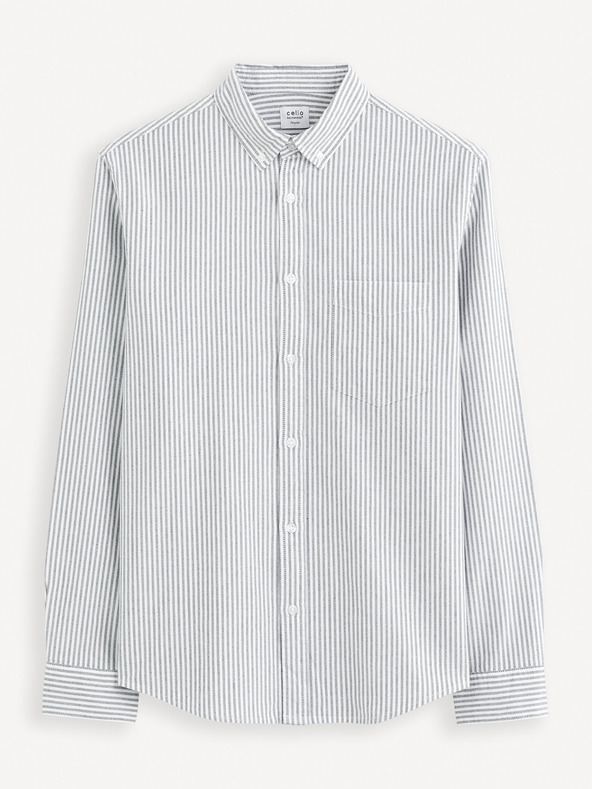 Celio Svetlo siva moška črtasta srajca Celio Caoxfordy