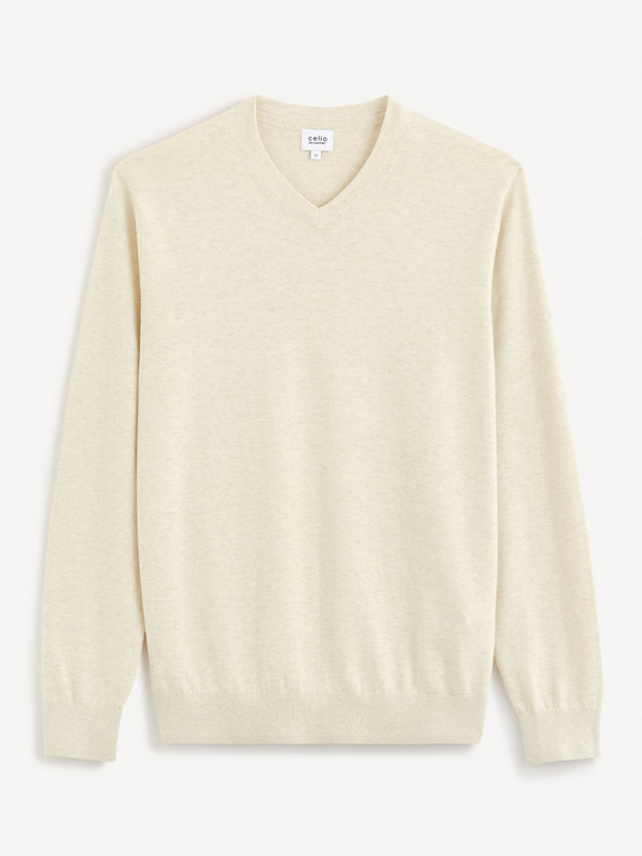 Celio Krem moški osnovni pulover Celio Decotonv