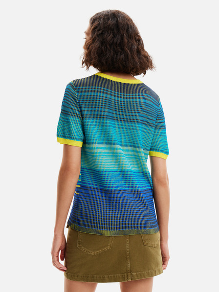 Desigual Rumeno-modra ženska pletena majica Desigual Sun