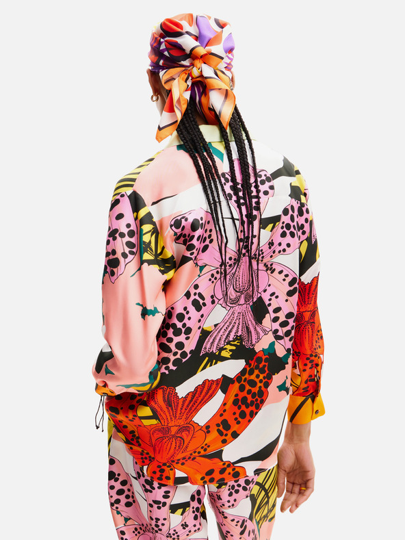 Desigual Rdeče-rožnata ženska vzorčasta svilena bluza Desigual Ericeira Lacroix