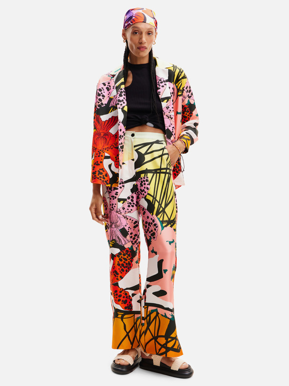 Desigual Rdeče-rožnata ženska vzorčasta svilena bluza Desigual Ericeira Lacroix