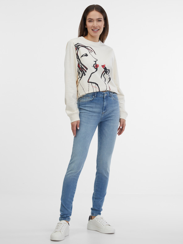 Pieces Svetlomodre oprijete kavbojke Pieces Delly