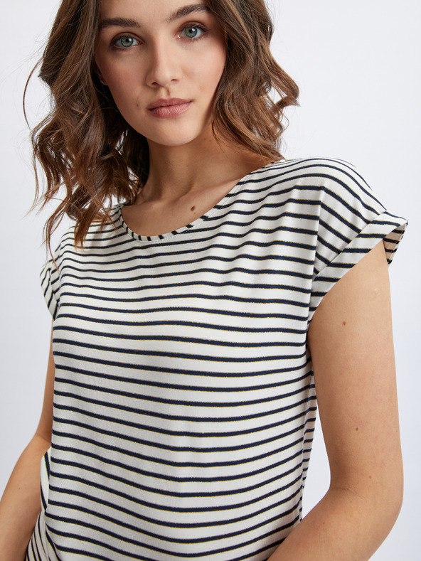 Orsay Krem-modra  ženska črtasta majica ORSAY
