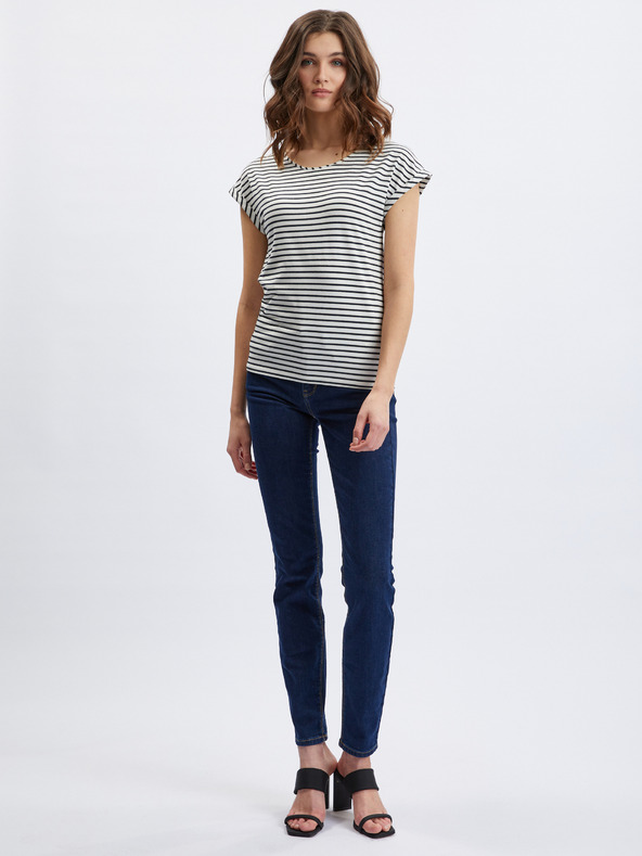 Orsay Krem-modra  ženska črtasta majica ORSAY