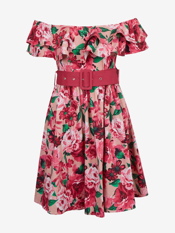 Orsay Temno rožnata ženska cvetlična obleka ORSAY