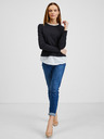 Orsay Črn ženski pulover s srajčnim vstavkom ORSAY