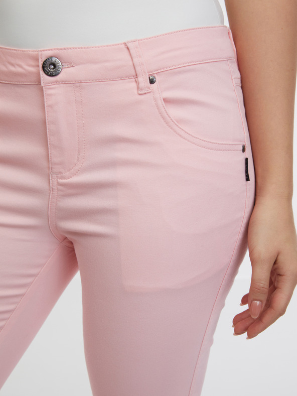 Sam 73 Svetlo roza ženske tričetrtinske kavbojke ozkega kroja SAM 73 Amara