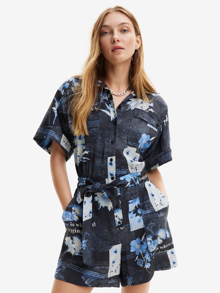 Desigual Temno modra ženska vzorčasta obleka Desigual Napoles