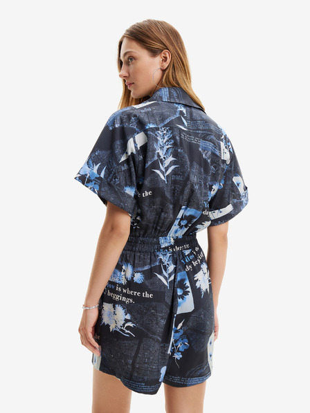 Desigual Temno modra ženska vzorčasta obleka Desigual Napoles