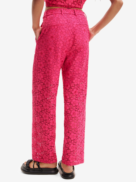 Desigual Temno roza Desigual ženske čipkaste hlače Dharma