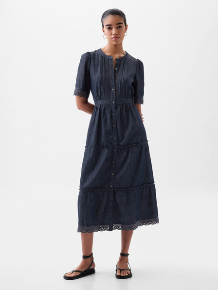 GAP Jeans midi obleke z čipko GAP