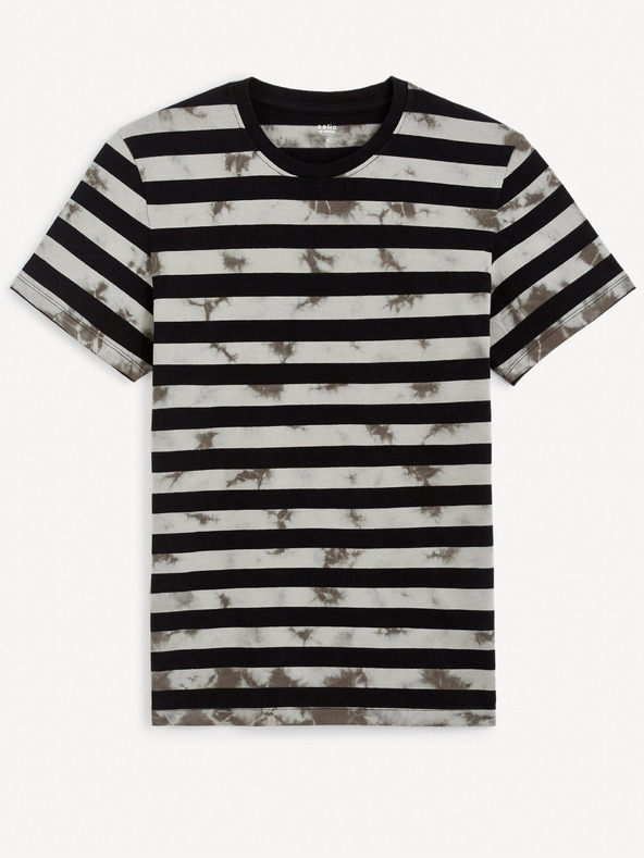 Celio Črna moška črtasta majica Celio Geudi