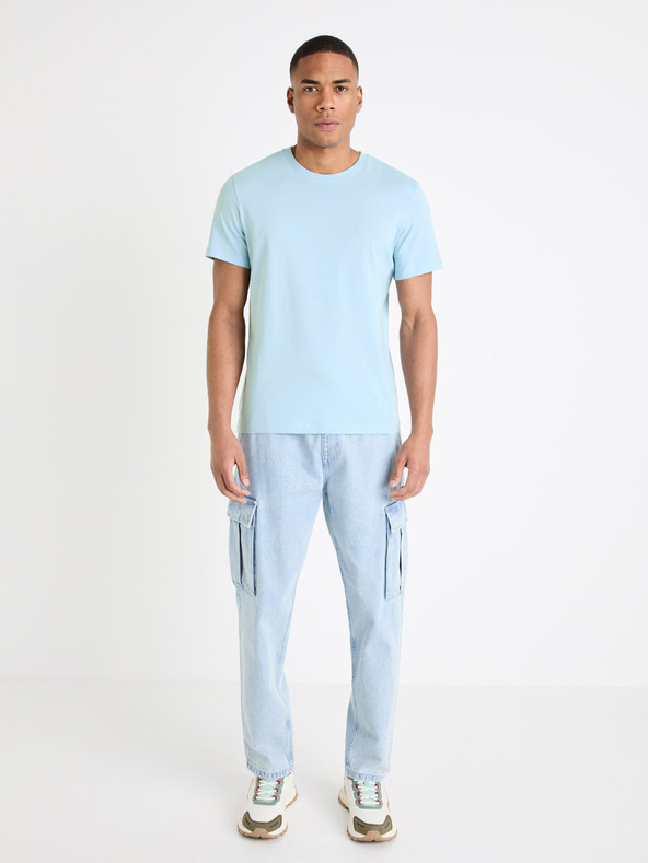 Celio Svetlo modra moška osnovna majica Celio Tebase