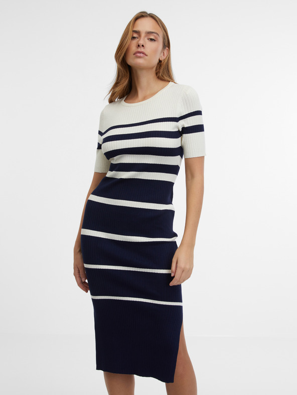 Orsay Modra ženska črtasta obleka ORSAY