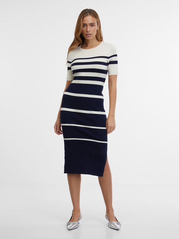 Orsay Modra ženska črtasta obleka ORSAY