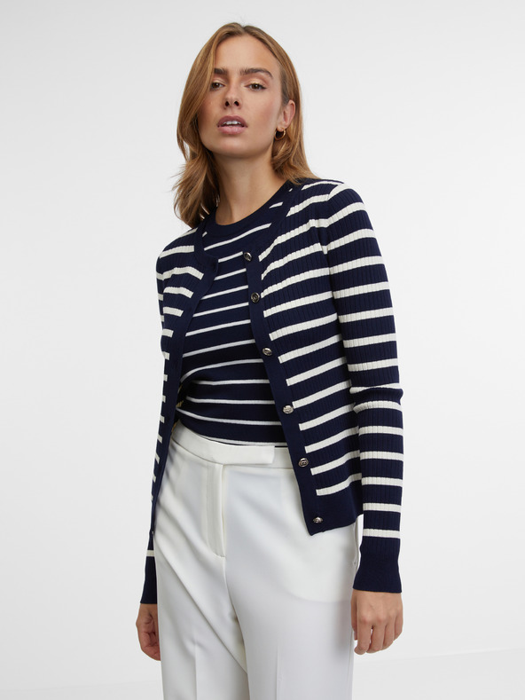 Orsay Temno moder ženski črtast kardigan ORSAY