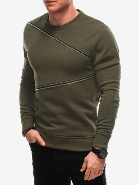 Ombre Clothing Zelena moška jopa z okrasnimi zadrgami Ombre Clothing