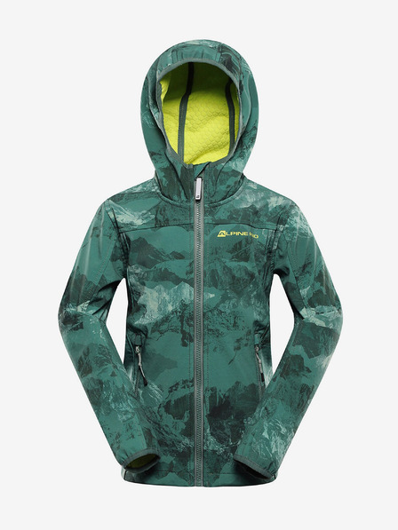 ALPINE PRO Zelena otroška softshell jakna z vzorcem ALPINE PRO HOORO