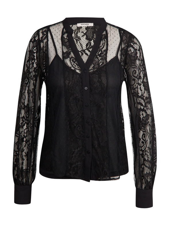 Orsay Črna ženska čipkasta bluza ORSAY