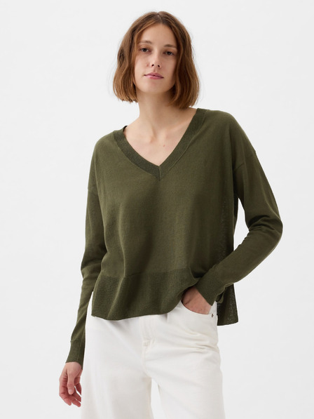 GAP Pulover z razporami iz lanenega blenda GAP