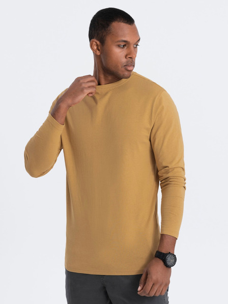 Ombre Clothing Gorčična moška osnovna majica Ombre Clothing