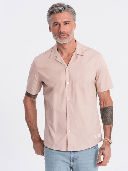 Ombre Clothing Svetlo rjava moška majica s kratkimi rokavi Ombre Clothing