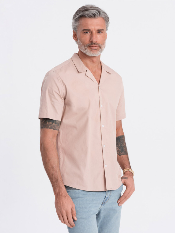 Ombre Clothing Svetlo rjava moška majica s kratkimi rokavi Ombre Clothing
