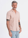 Ombre Clothing Svetlo rjava moška majica s kratkimi rokavi Ombre Clothing