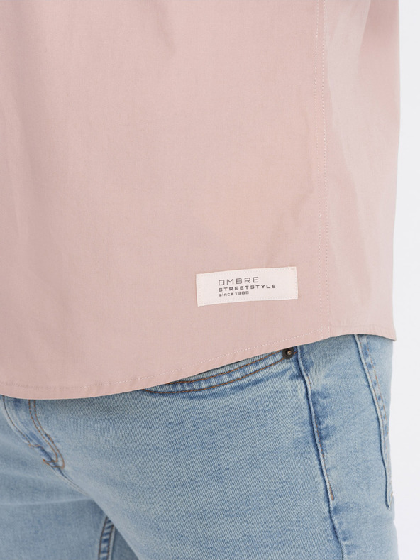 Ombre Clothing Svetlo rjava moška majica s kratkimi rokavi Ombre Clothing