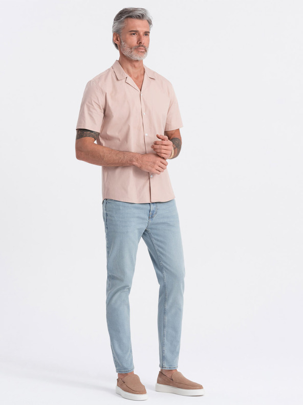 Ombre Clothing Svetlo rjava moška majica s kratkimi rokavi Ombre Clothing