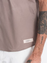 Ombre Clothing Rjava moška srajca s kratkimi rokavi Ombre Oblačila